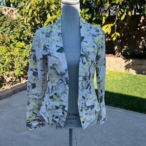 Free People Floral Blazer in White and Green
